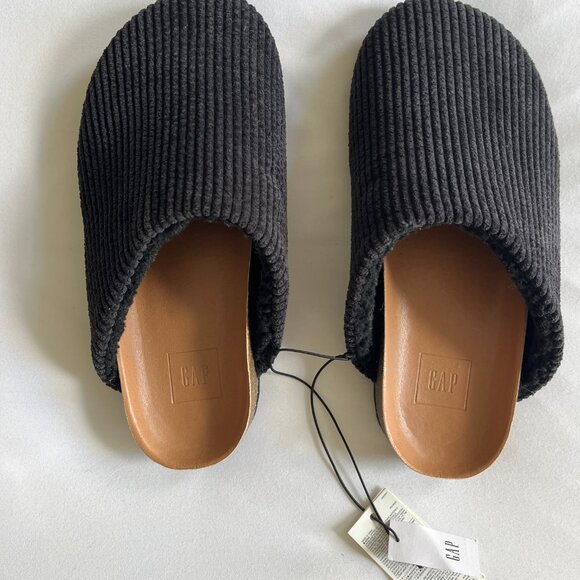 GAP Jenni Kayne Style Corduroy Faux Fur Lined Mule Clog Slip On - Black - 6 - Picture 2 of 3